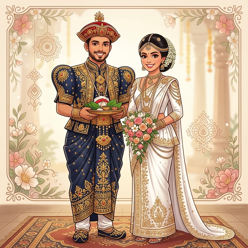Sinhala couple at their Poruwa ceremony — SubaMangala Sri Lanka matrimony success story